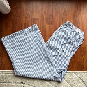 Blue and White Striped Pants